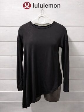 ❣️LULULEMON – Black Long Sleeve Side-Tie Top Size 6 (Estimated)